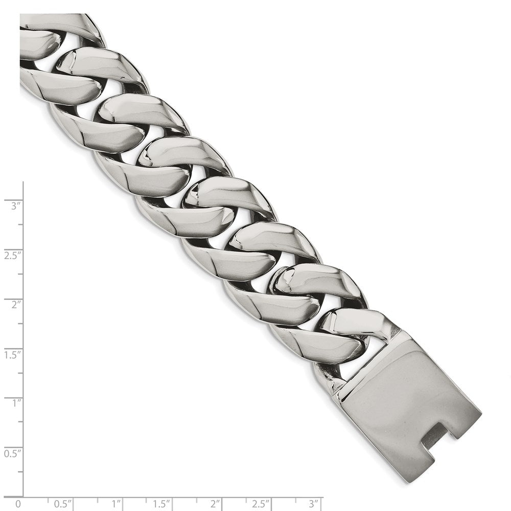 Chisel  Stainless Steel Polished 9 inch Fancy Curb Bracelet 9 inches