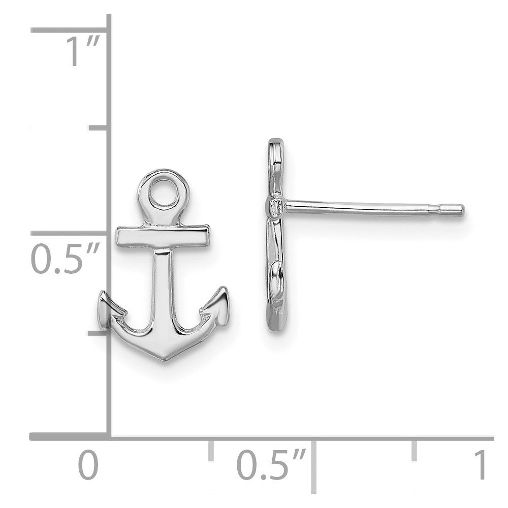 De-Ani Sterling Silver Rhodium-plated Polished Mini Anchor Post Earrings