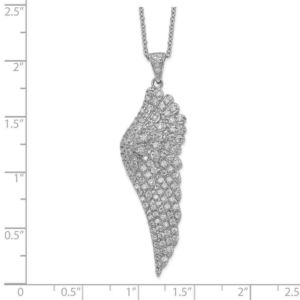 Cheryl M Sterling Silver Rhodium-plated Brilliant-cut CZ Angel Wing 18 Inch Necklace 18 Inches