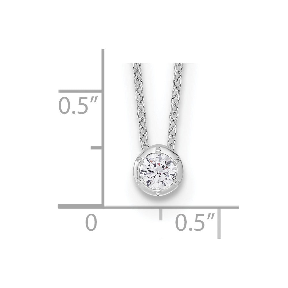 True Origin 14k White Gold 1/4 carat Lab Grown Diamond VS DEF 18 inch Solitaire Slide Necklace