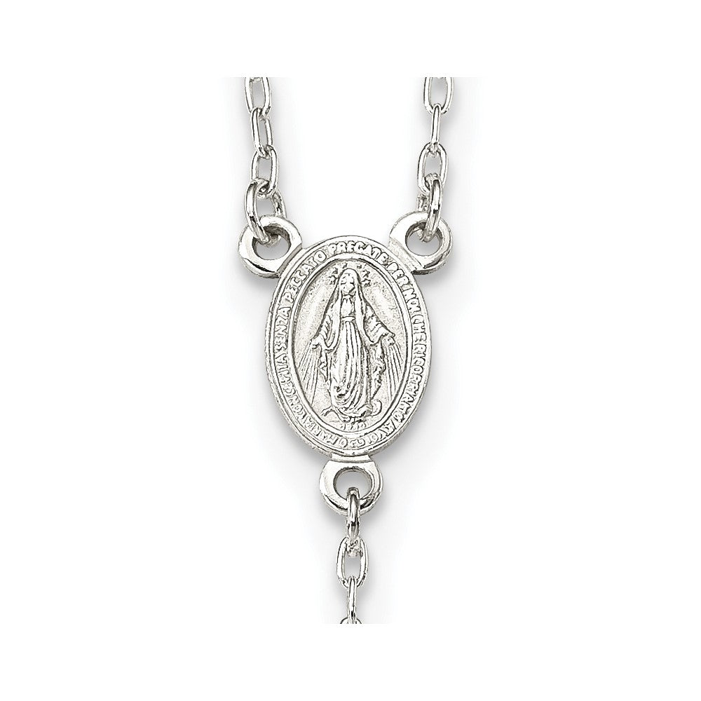Sterling Silver Polished Crucifix Rosary 18 inch Necklace 18 Inches