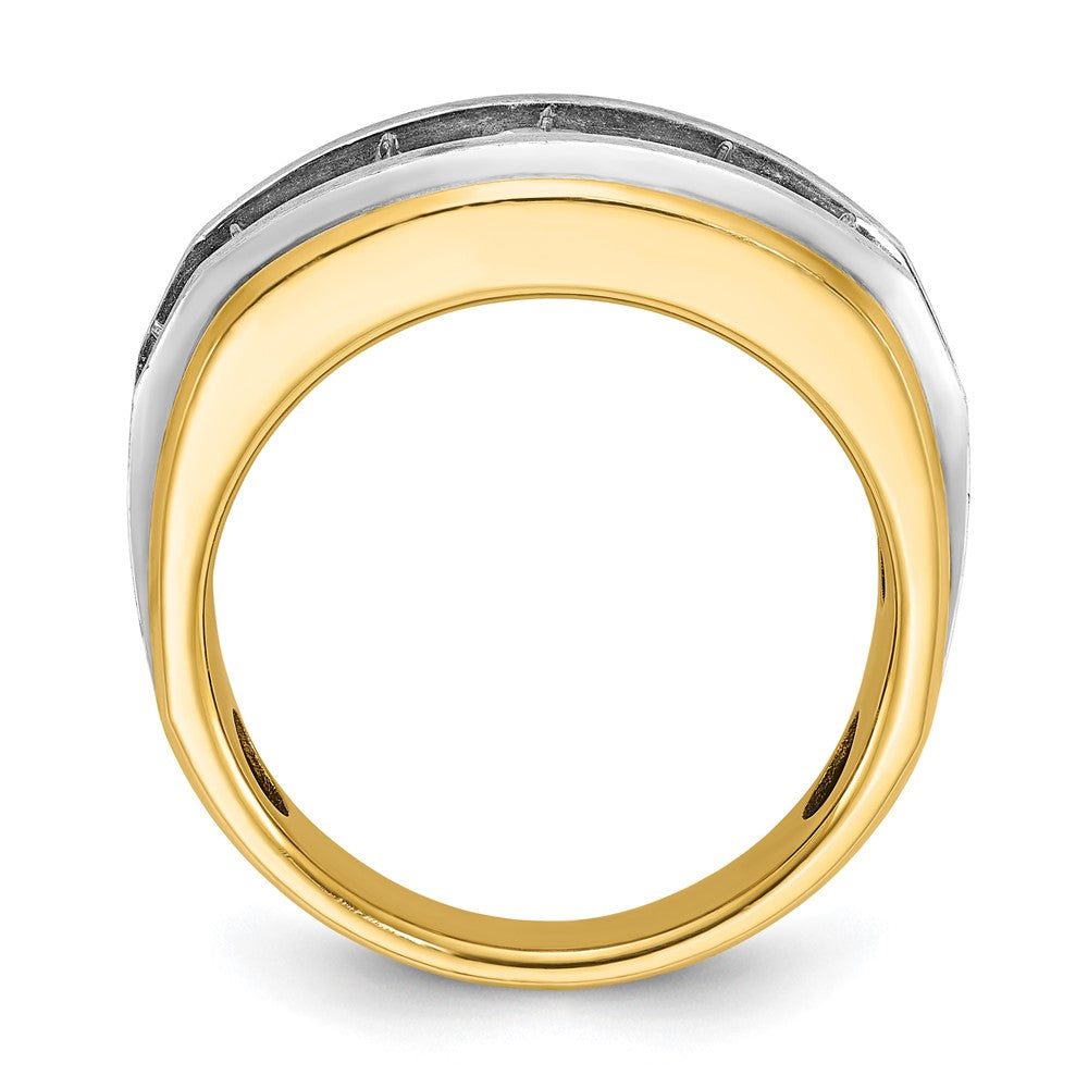 IBGoodman 14k Men's Polished Satin and Grooved 7-Stone Ring Mounting
