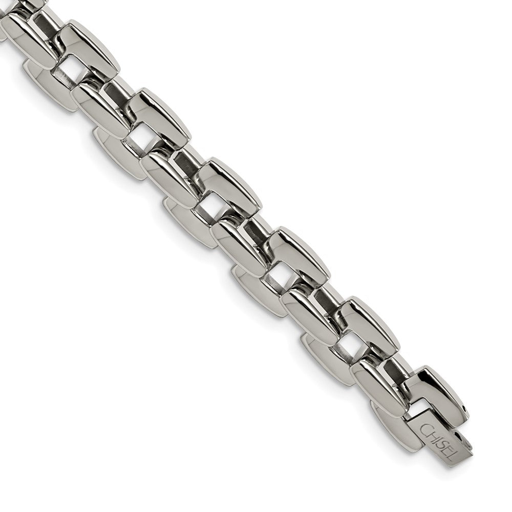 Stainless Steel Polished 9in Square Link Bracelet 9 inches