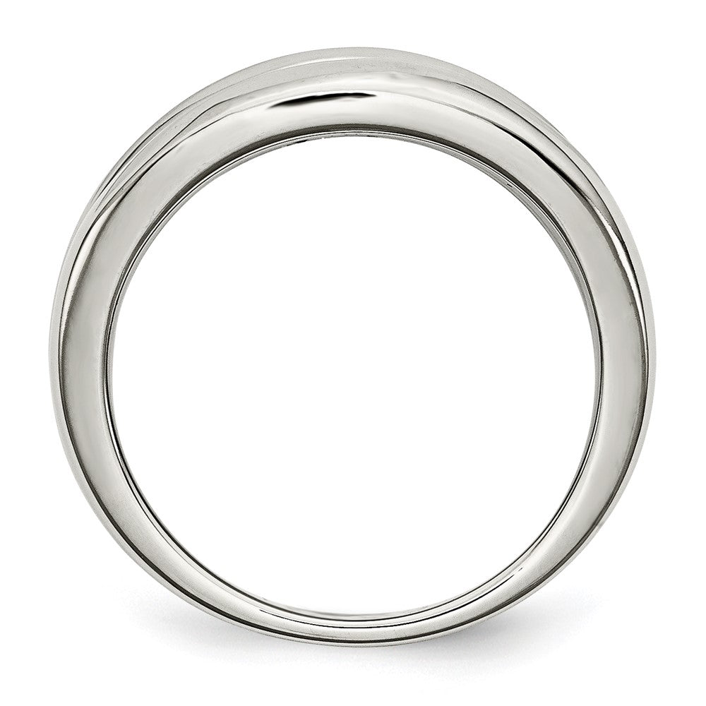 Stainless Steel Polished CZ Ring Size - 6