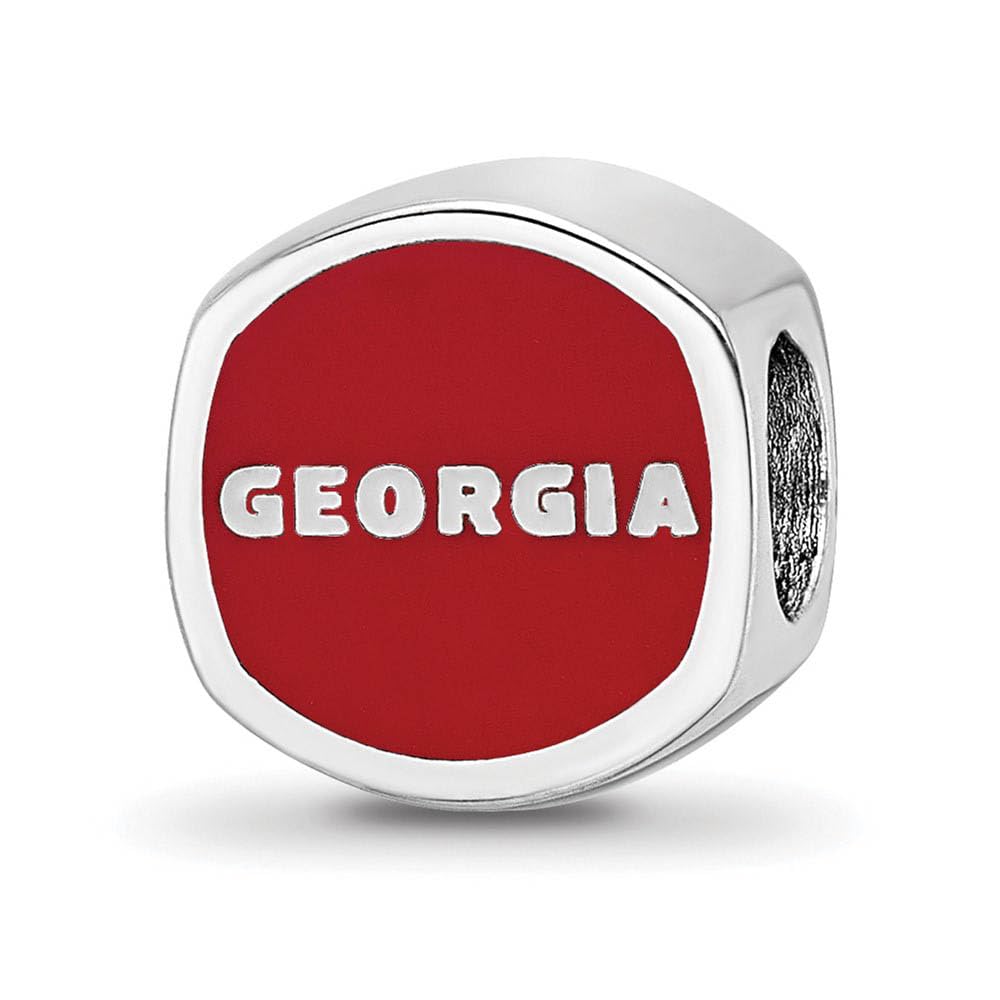 Sterling Silver University of Georgia Cushion Shaped Bead Charm
