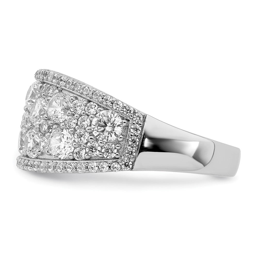 Sterling Silver Rhodium-plated Pave CZ Ring