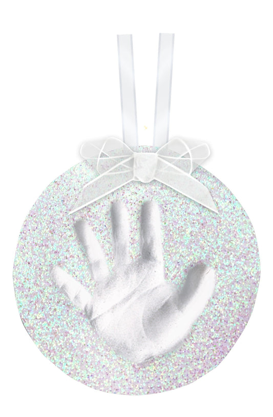Pearhead Babyprints Round Ornament, Glitter White