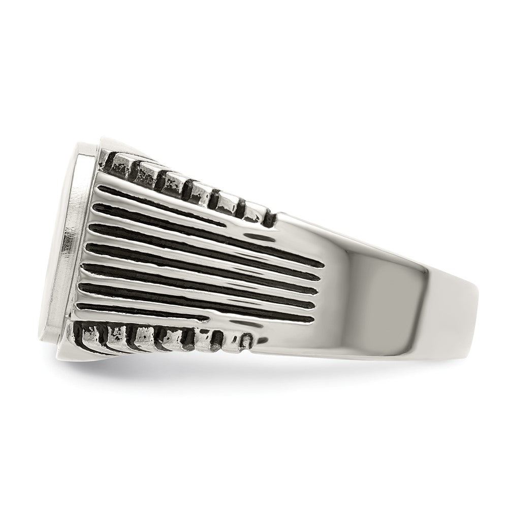 Stainless Steel Polished with CZ Signet Ring Size - 11