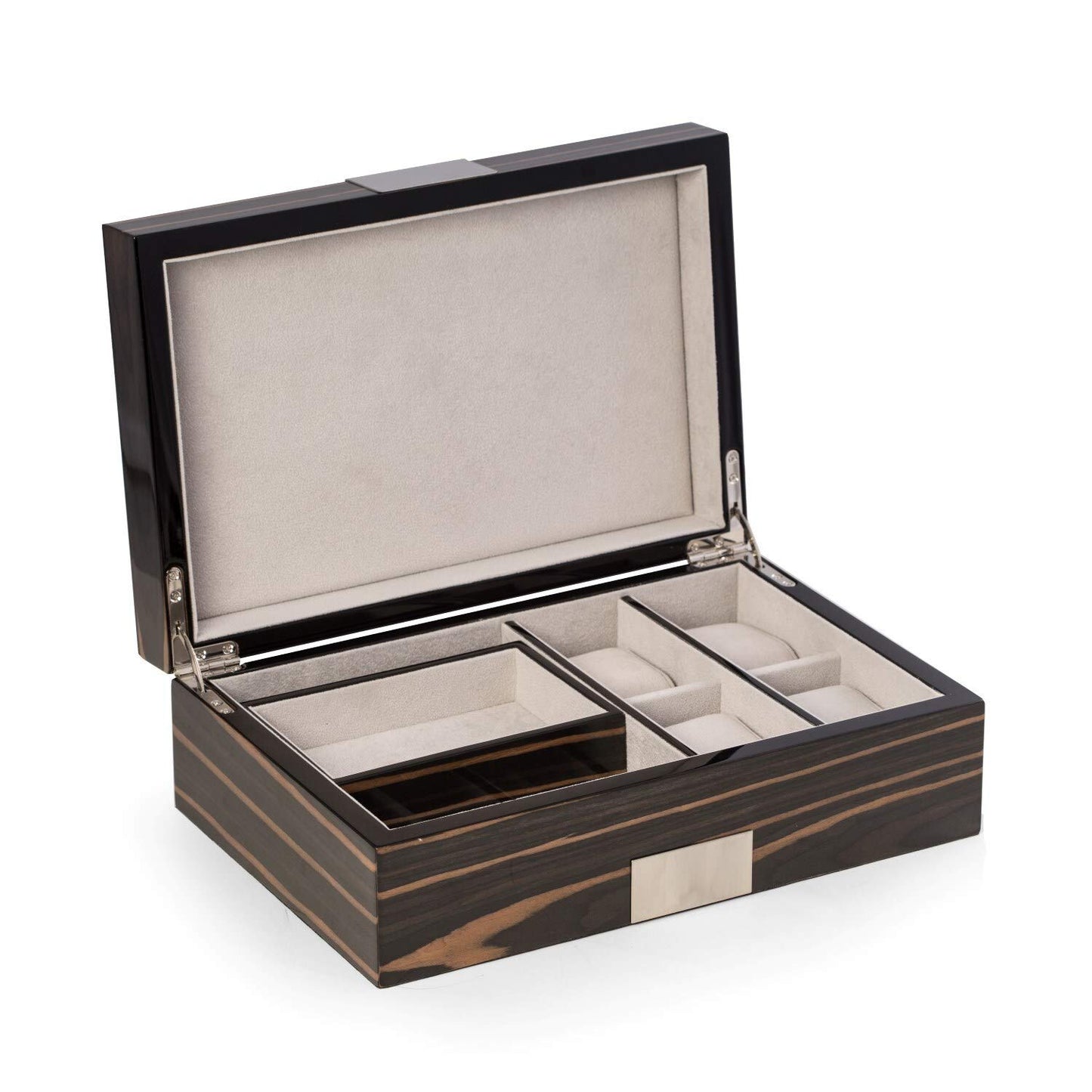 Ebony Finish Wood 4-Watch and Jewelry Box