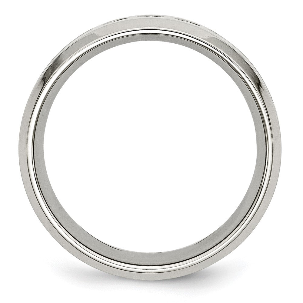 Stainless Steel Polished Camouflage 1/10ct Diamond 8mm Band Size - 9