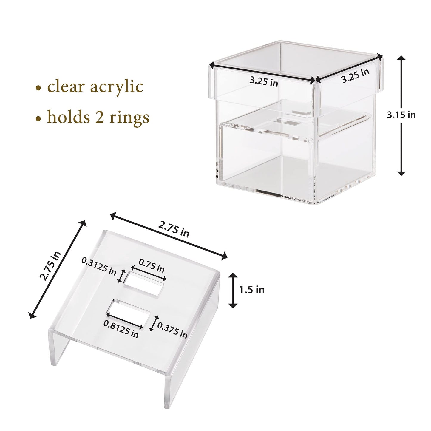 Lillian Rose Clear Acrylic Ring Box Ring Pillow Alternative