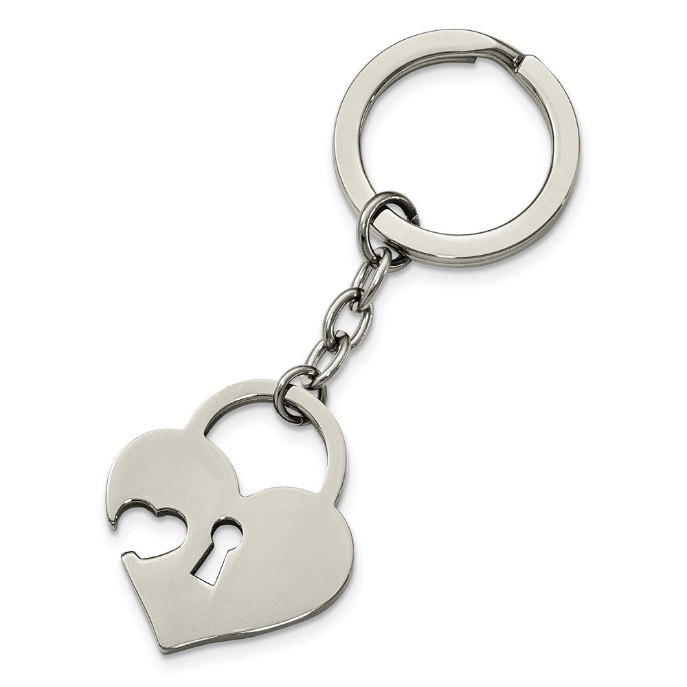 Stainless Steel Polished Heart-shaped Lock Key Ring