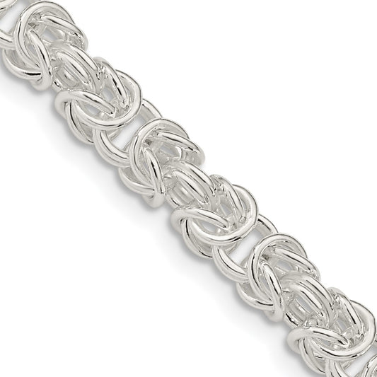 Sterling Silver 5.5mm Rounded Byzantine Chain 24 Inches