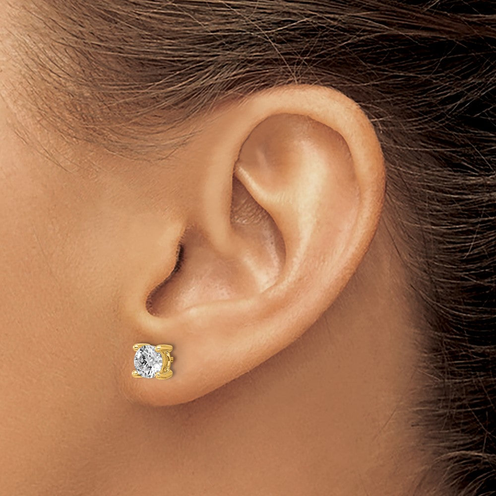 14k Yellow Gold 1 1/4 ctw Lab Grown Diamond VS+ F+ Round 4 Prong Heavy Wt. Stud Earrings