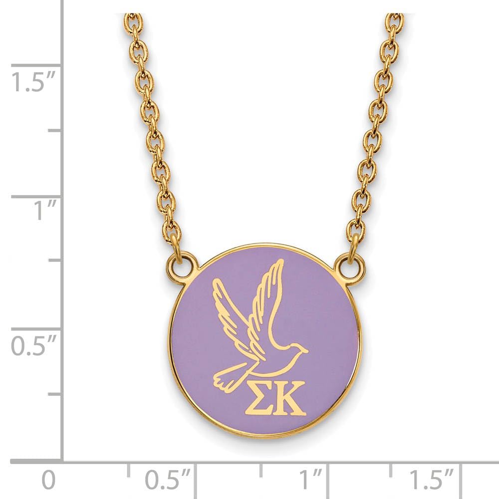 Sterling Silver w/ 14K Yellow Gold-Plated 18in Official Licensed Greek Sororities Sigma Kappa (??) Small Enamel Pendant w/Necklace