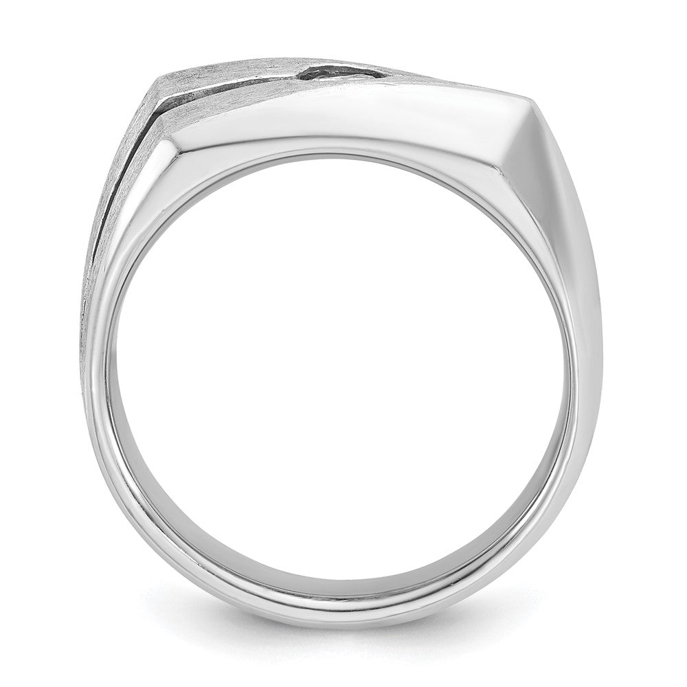 14k White Gold with Black Rhodium IBGoodman Men's Satin 1/5 carat Diamond Complete Ring
