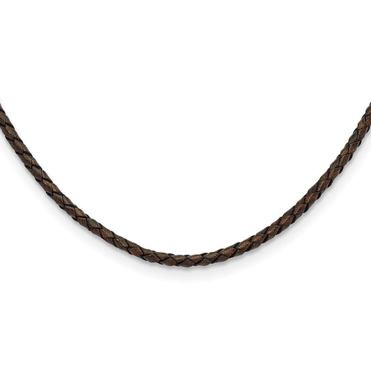 4mm Genuine Leather Hexagon Weave 20in Necklace