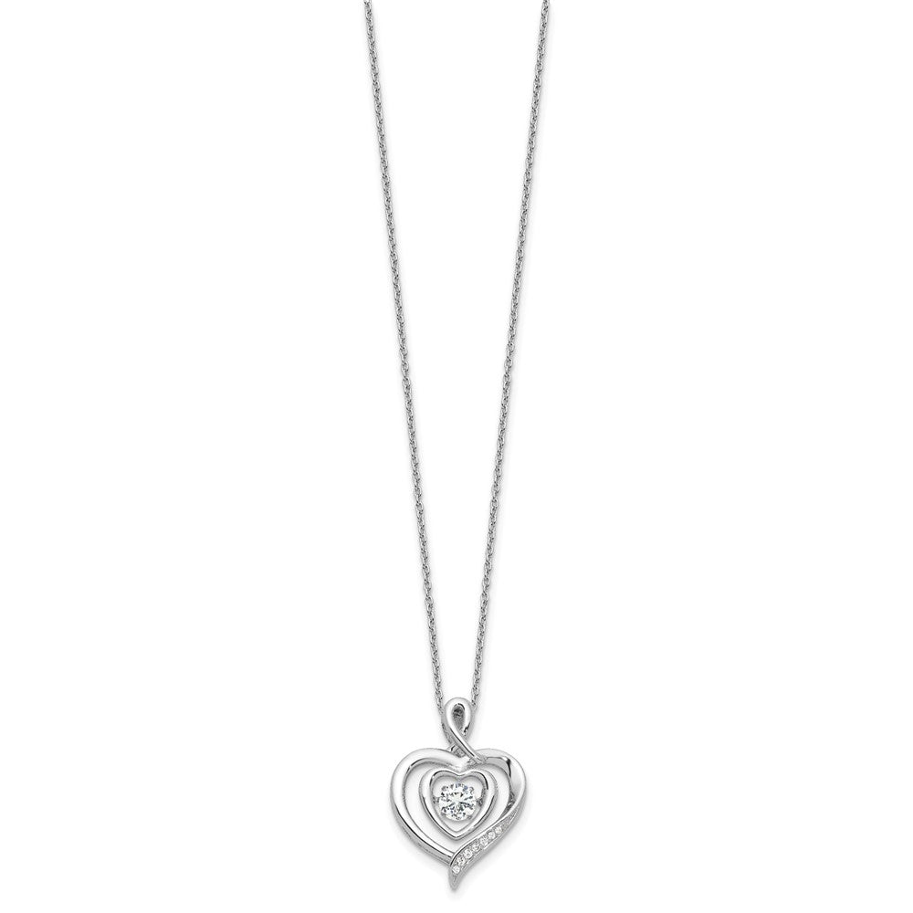Cheryl M Sterling Silver Rhodium-plated Brilliant-cut Vibrant CZ Awareness Heart 18 Inch Necklace with 2 Inch Extender 18 Inches