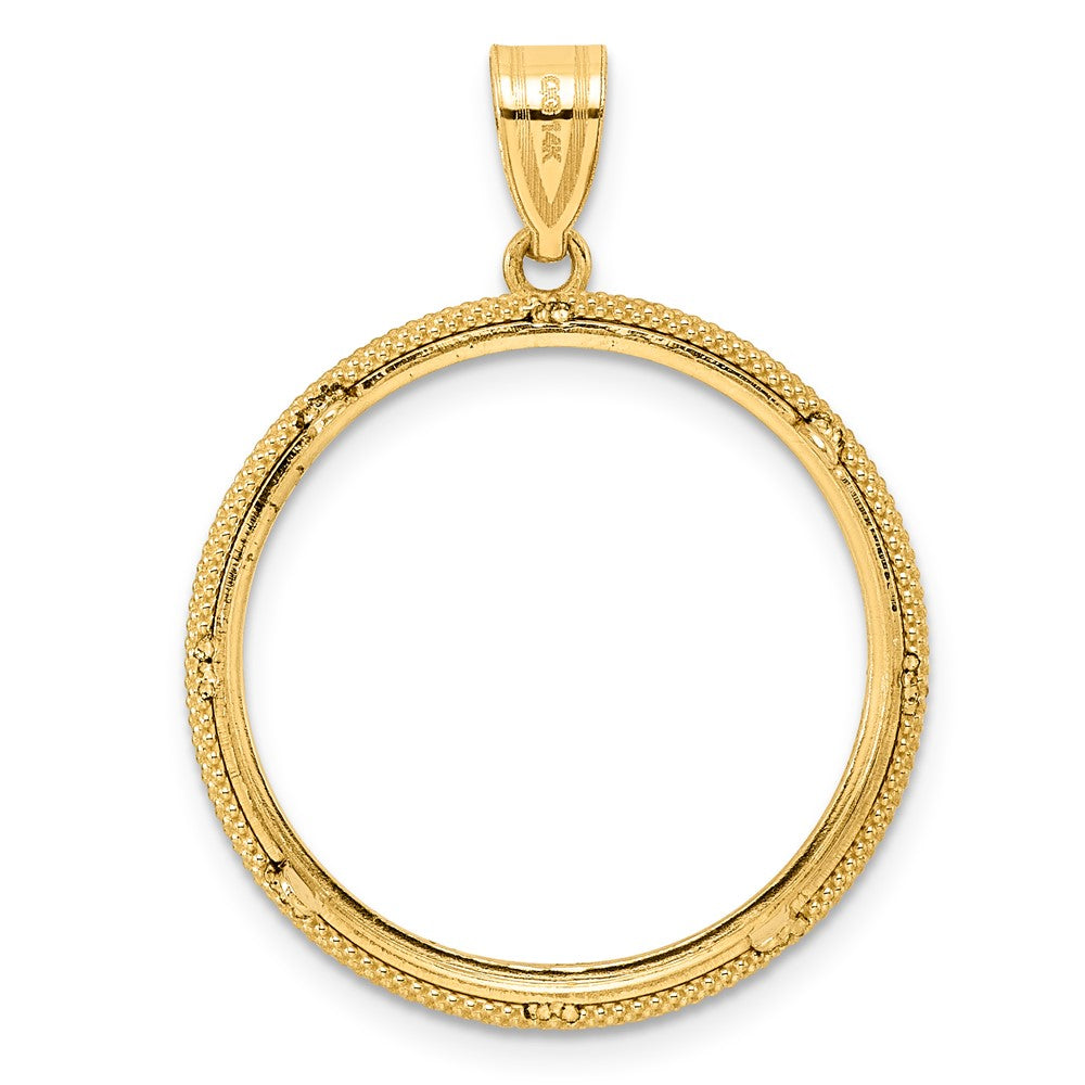 14k Diamond Cut Popcorn with 22.0mm Prong Coin Bezel Pendant
