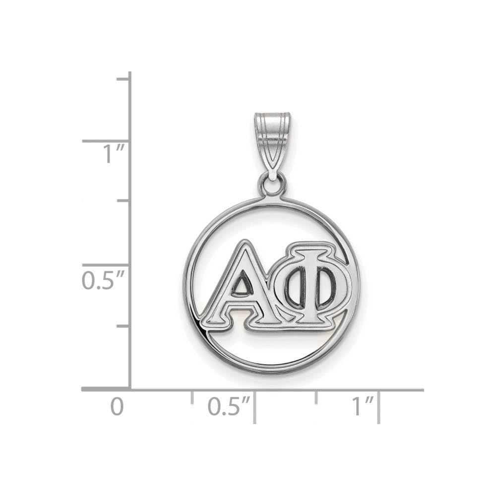 Sterling Silver Alpha Phi Medium Circle Greek Letters Pendant