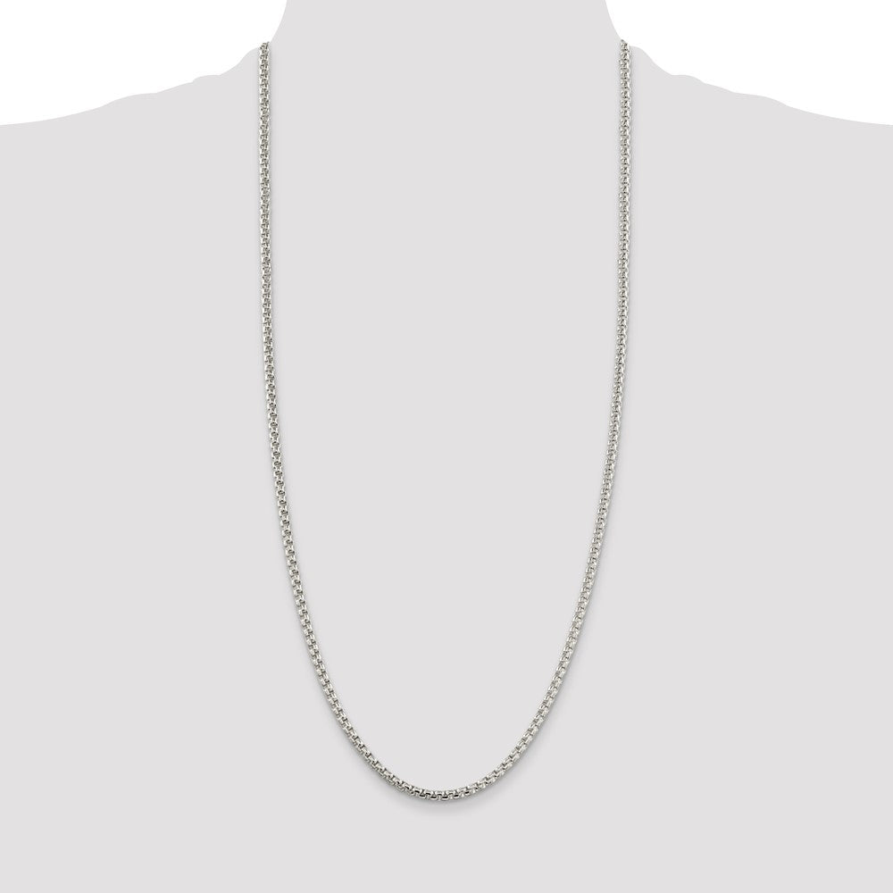 Sterling Silver 3.6mm Round Box Chain 30 Inches