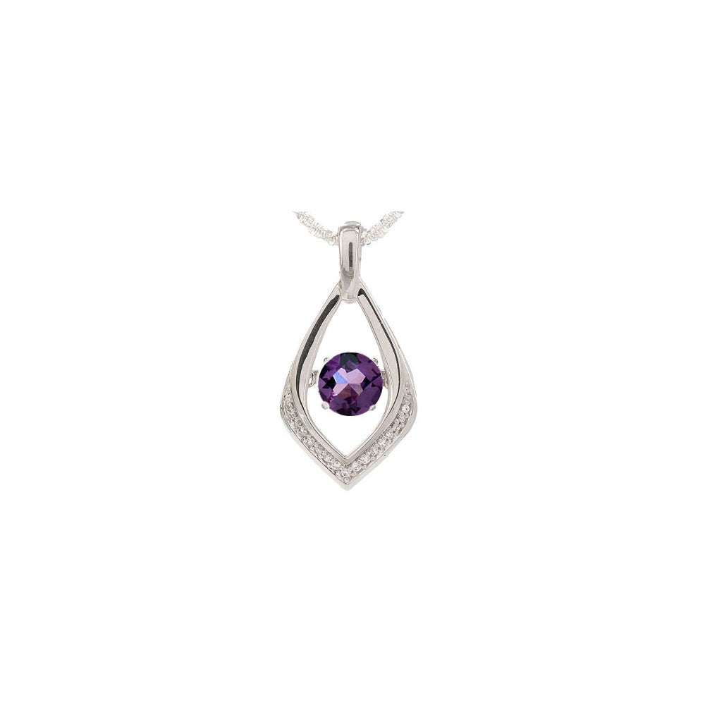 SS 6.5MM Created Alexandrite and Diamond Necklace