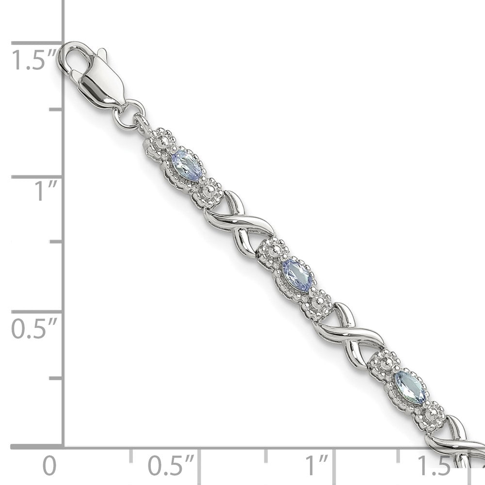Sterling Silver Rhodium-plated Polished Tanzanite Xs 7.5 inch Bracelet 7.5 inches