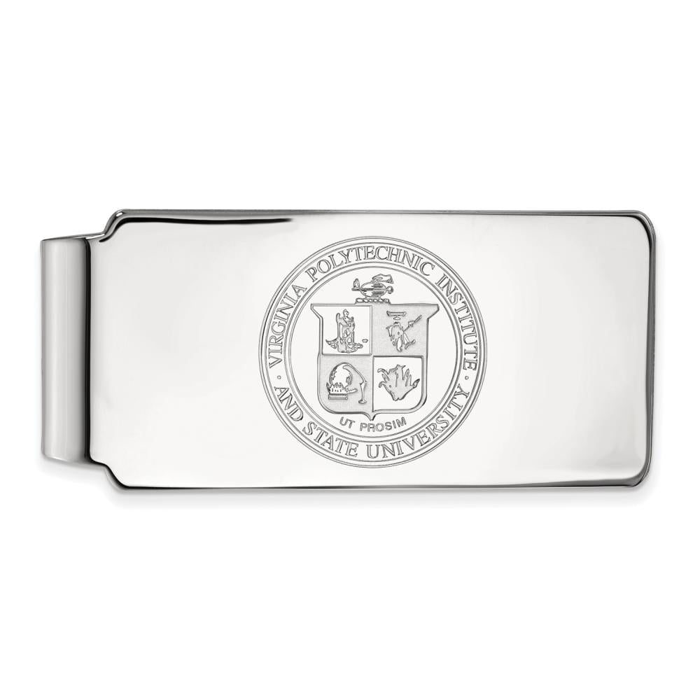 Sterling Silver Rhodium-plated LogoArt Virginia Tech Crest Money Clip Q-SS066VTE