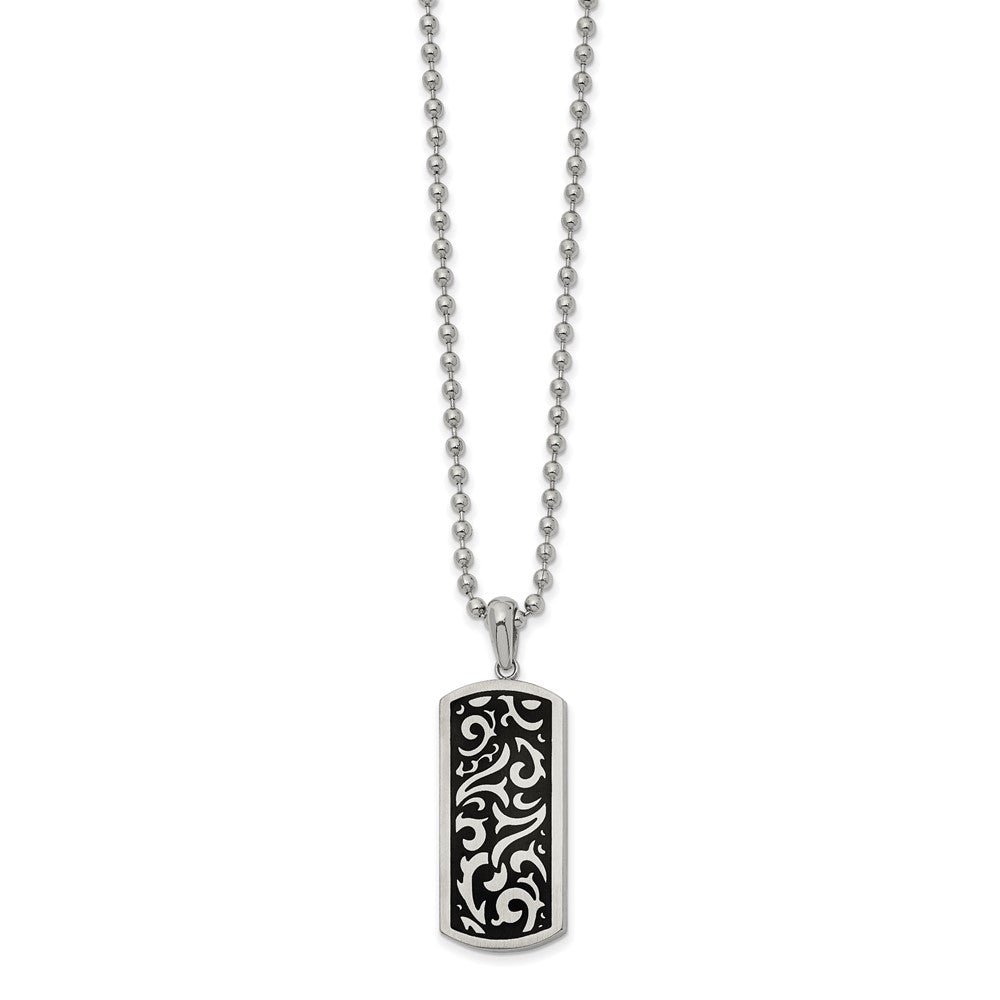 Stainless Steel Polished Enameled Dog Tag 22in Necklace