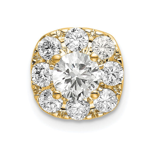 14k 1 carat Lab Grown Diamond VS/SI+ G+ Complete Cushion Halo Chain Slide Pendant