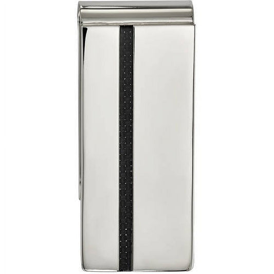 Primal Steel Stainless Steel Polished Black Carbon Fiber Inlay Money Clip
