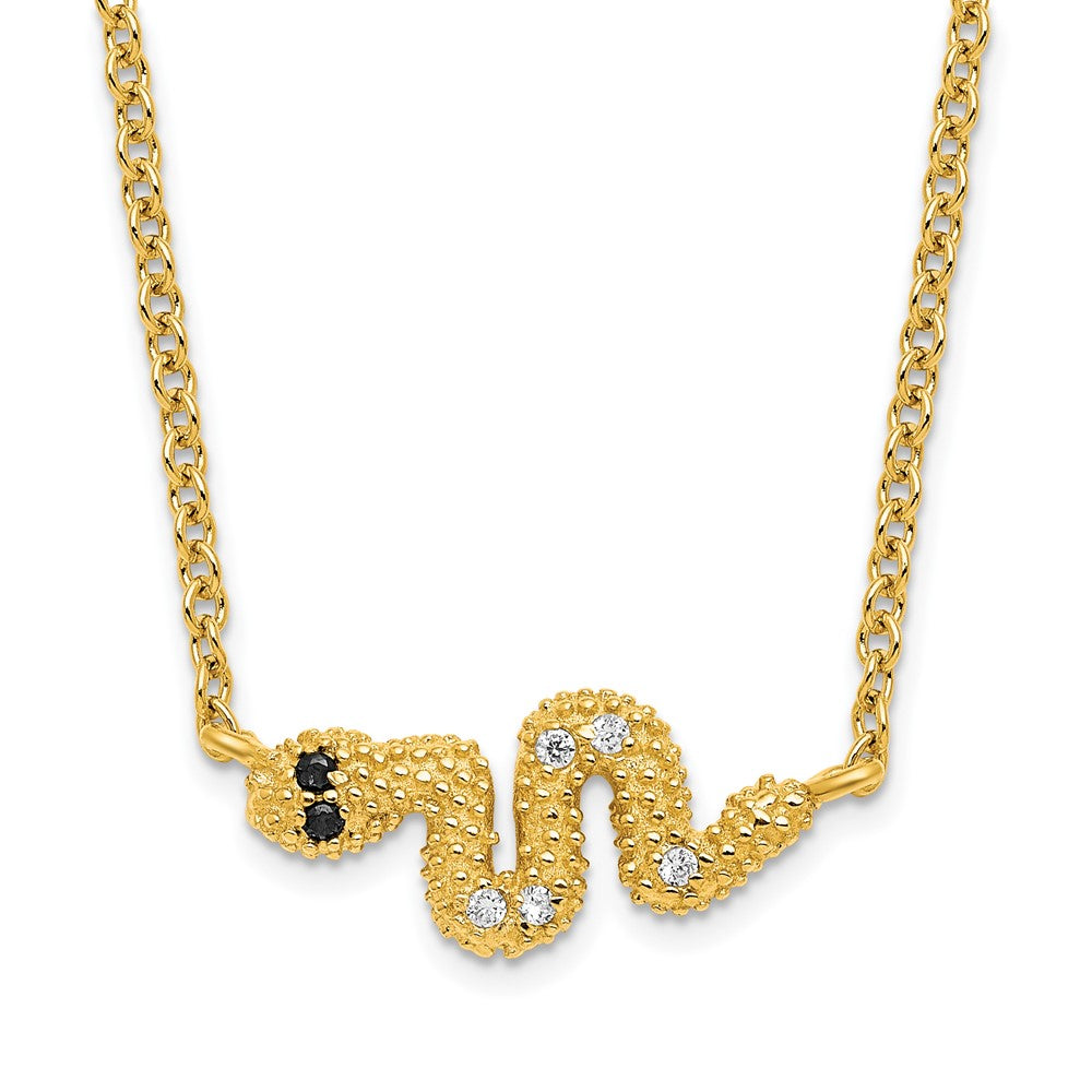 Sterling Silver Gold-plated with 2.25in ext CZ Snake Necklace