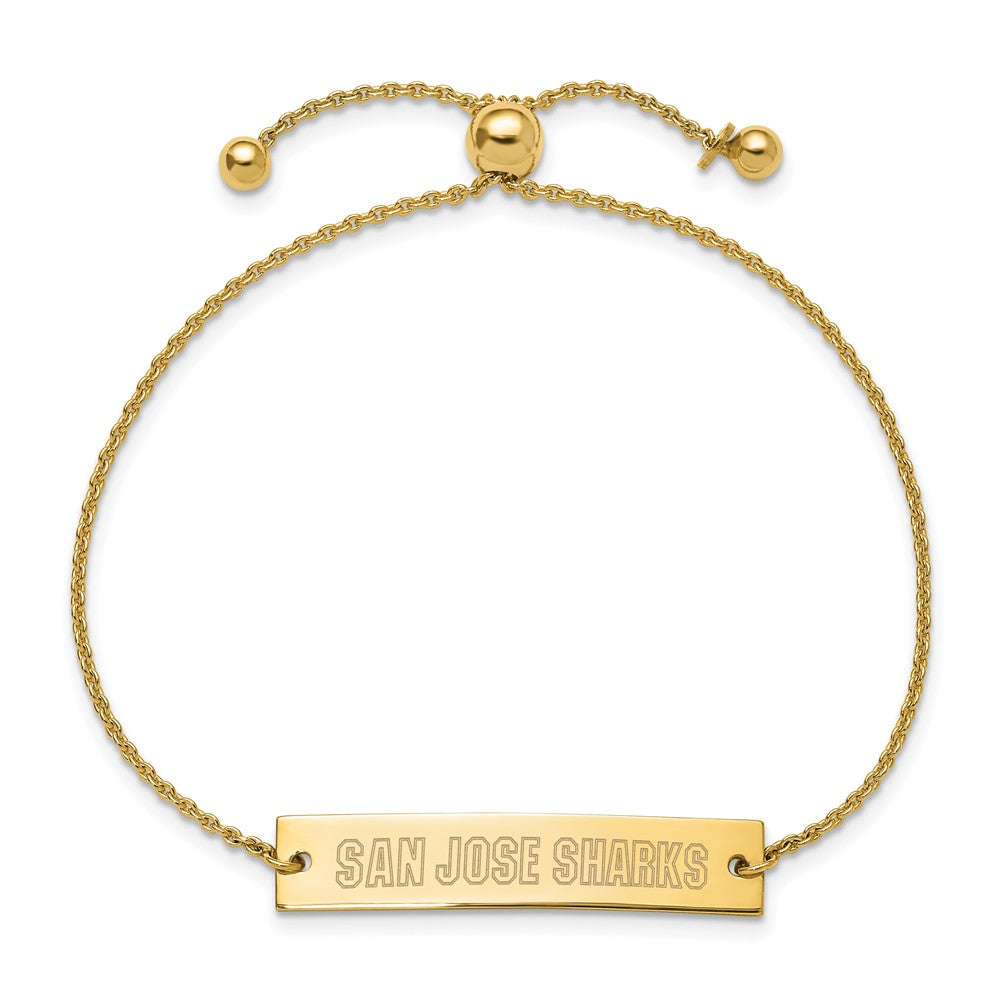 Sterling Silver Gold-plated NHL LogoArt San Jose Sharks Small Bar Adjustable 9 inch Bracelet