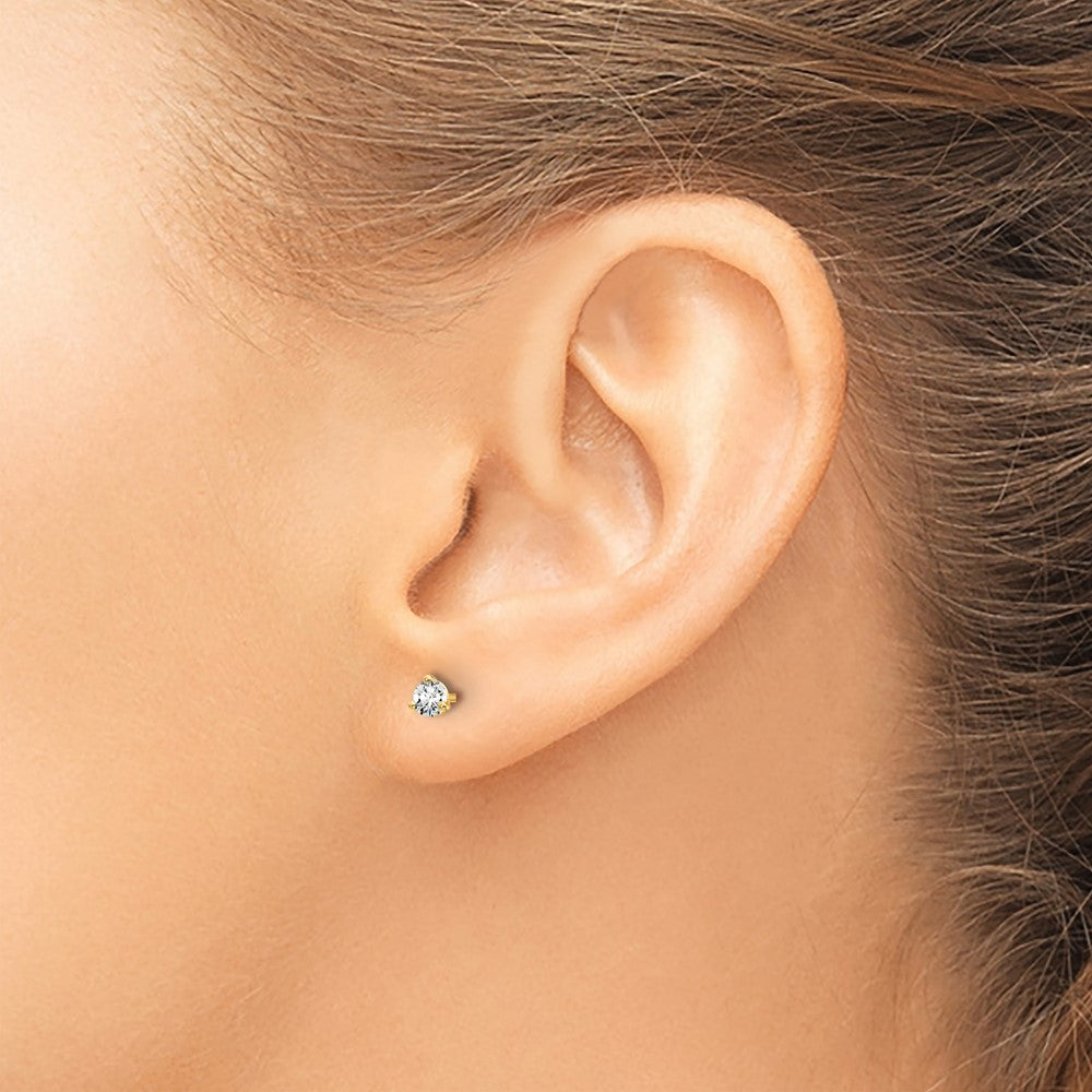 14k Yellow Gold 1/5 ctw Certified Lab Grown Diamond VS+ F+ Round 3 Prong Heavy Wt. Stud Earrings