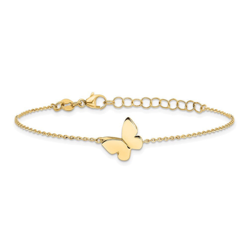 14K Polished Butterfly Charm with 1in ext. Bracelet 7.5  inches