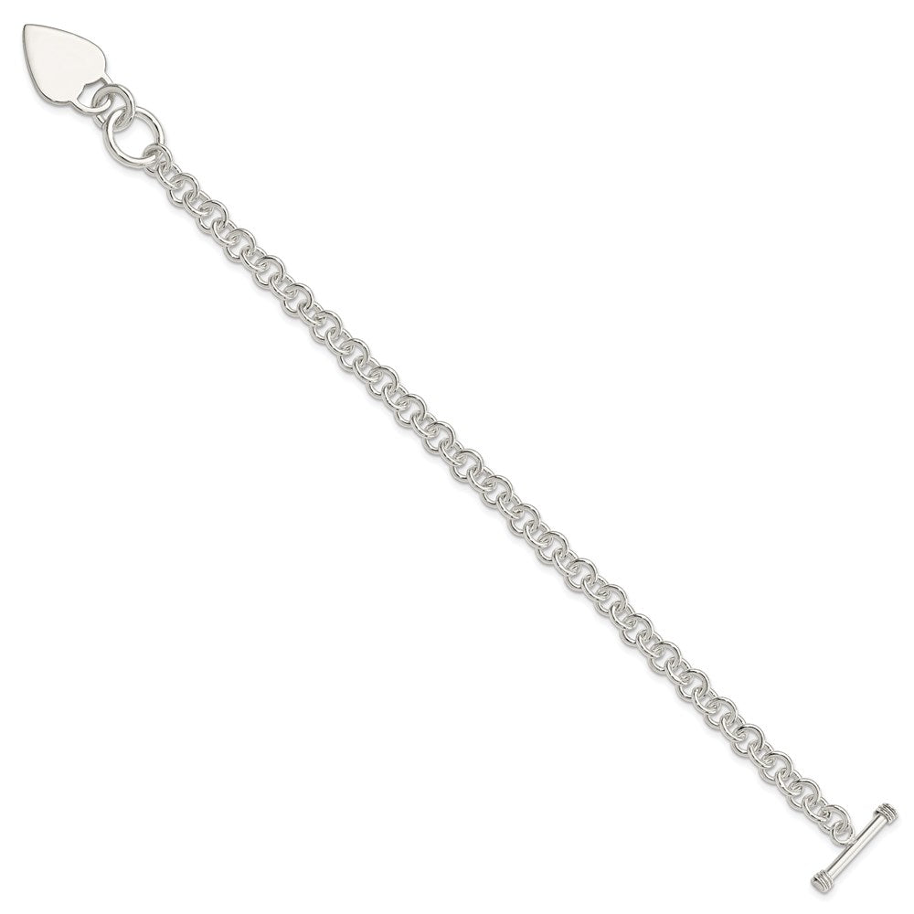 Sterling Silver Polished Heart Bracelet 7.5 inches