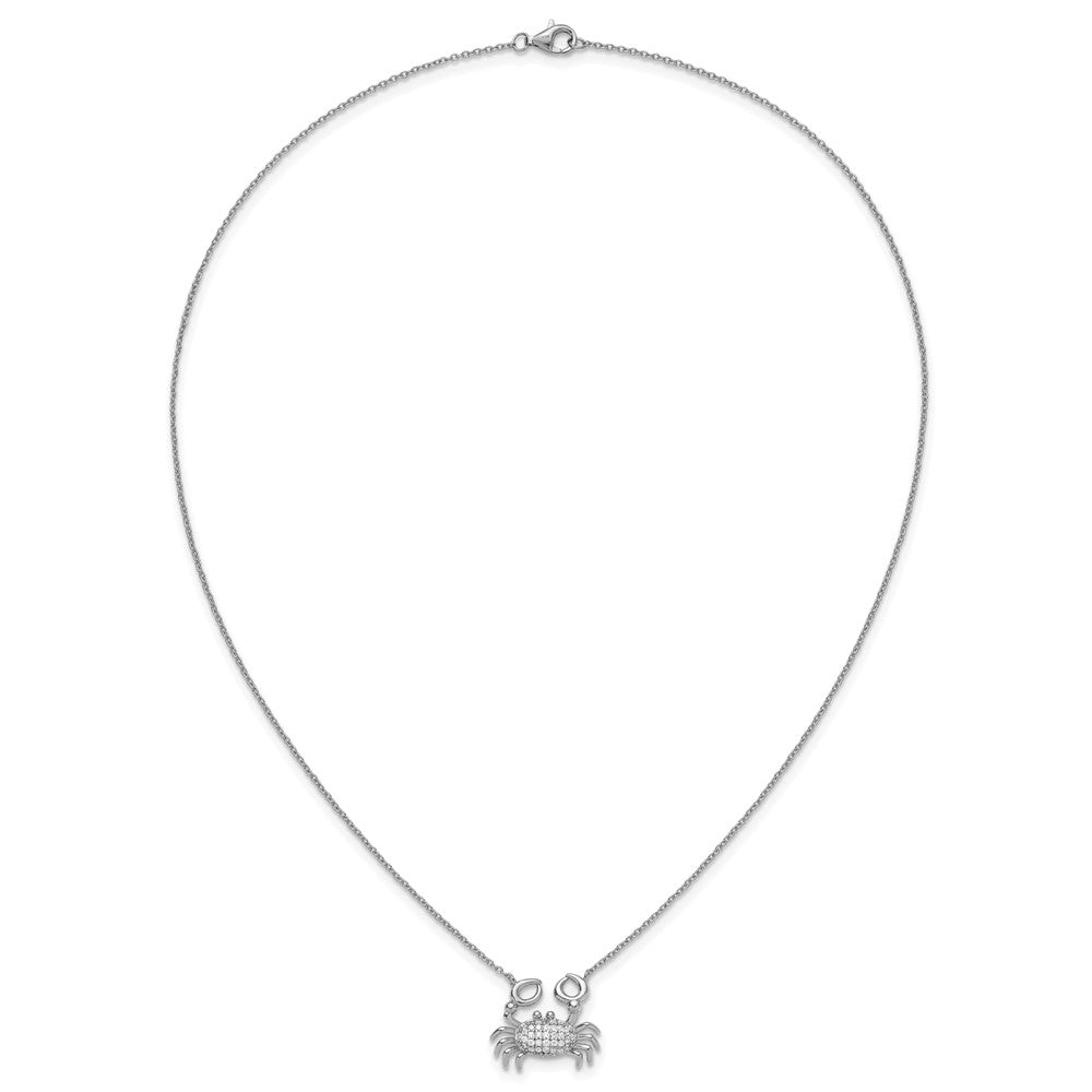 Cheryl M Sterling Silver Rhodium-plated Polished CZ Crab Necklace 18 Inches