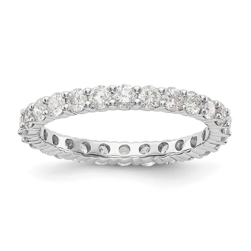 14k White Gold 1 1/2 carat Lab Grown Diamond VS/SI+ G+ Size 5.5 Shared Prong Eternity Band