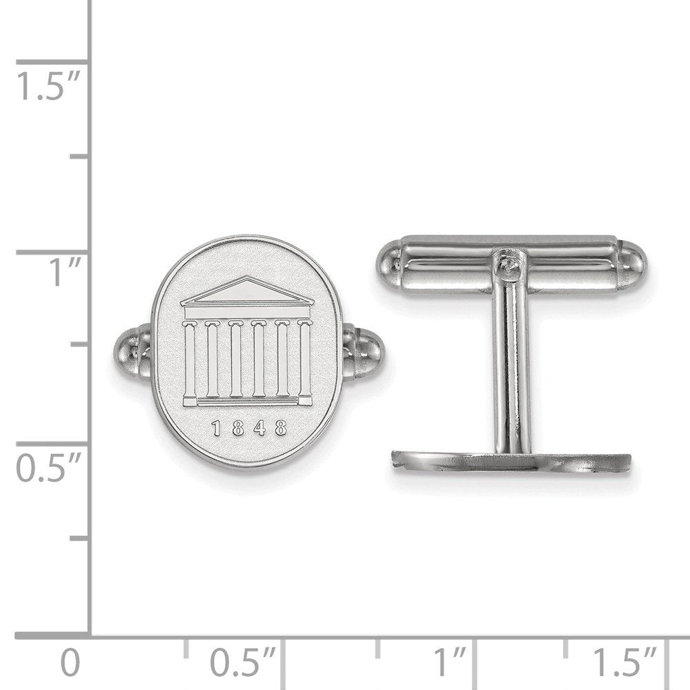 Sterling Silver Rhodium-plated LogoArt University of Mississippi 1848 Crest Cuff Links Q-SS073UMS