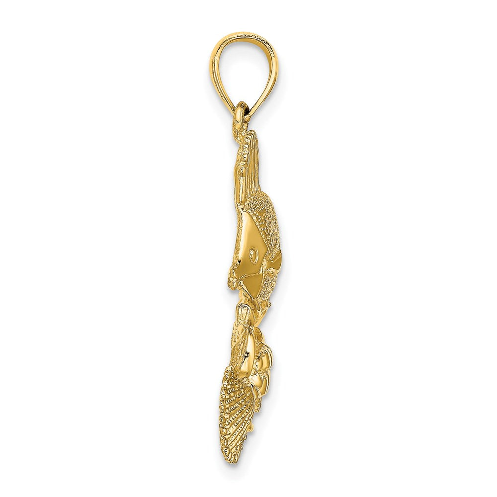 14K Polished /Textured Aquarium Story Charm