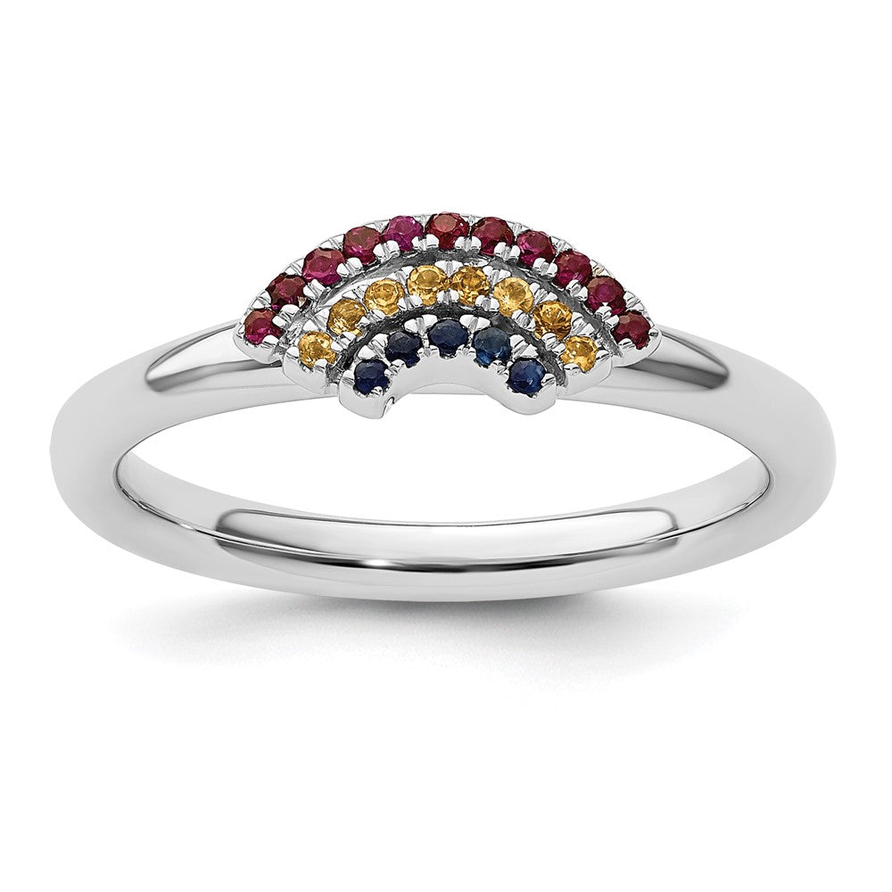 Sterling Silver Stackable Expressions Rainbow Ring