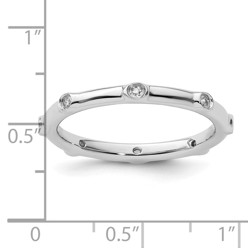 Sterling Silver Stackable Expressions White Topaz Ring Size -7