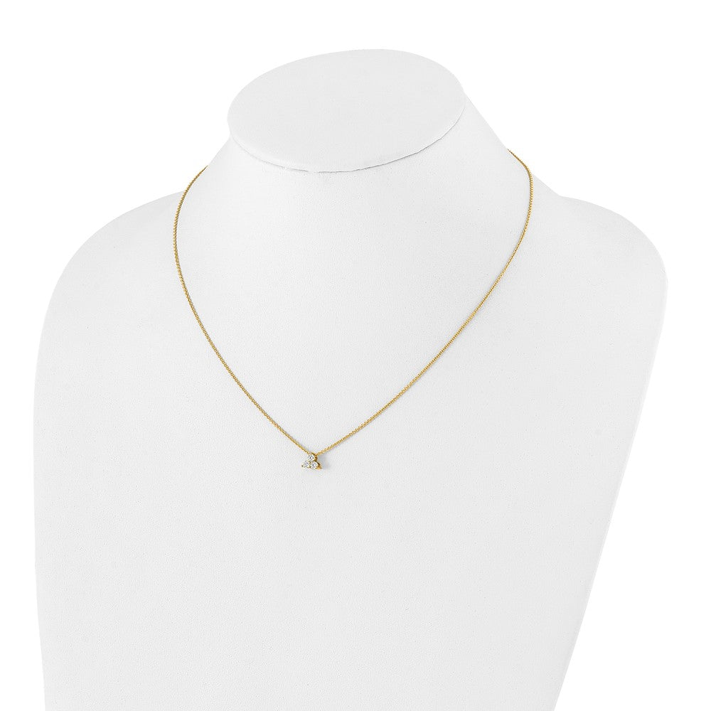 True Origin 14K 1/4 carat Lab Grown Diamond VS  D E F Three Stone 18 inch Necklace