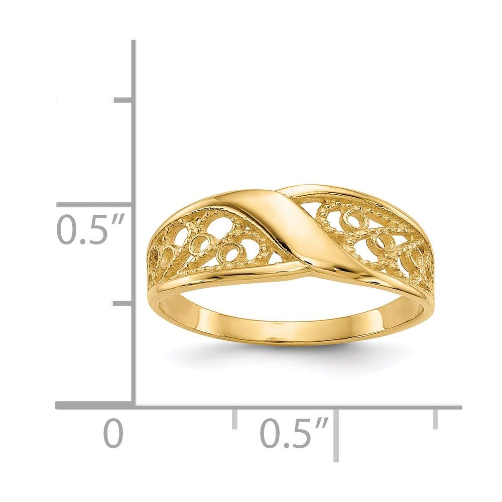 14k Polished Filigree Ring Size 6