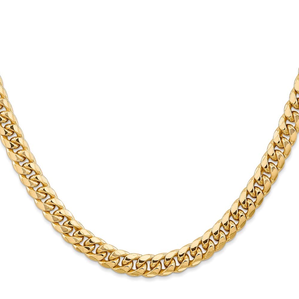 14K 8 inch 6.75mm Semi-Solid Miami Cuban with Lobster Clasp Bracelet