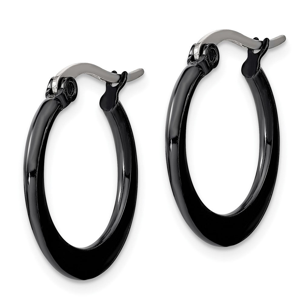 Stainless Steel Polished Black IP-plated 19mm Diameter Hoop Earrings