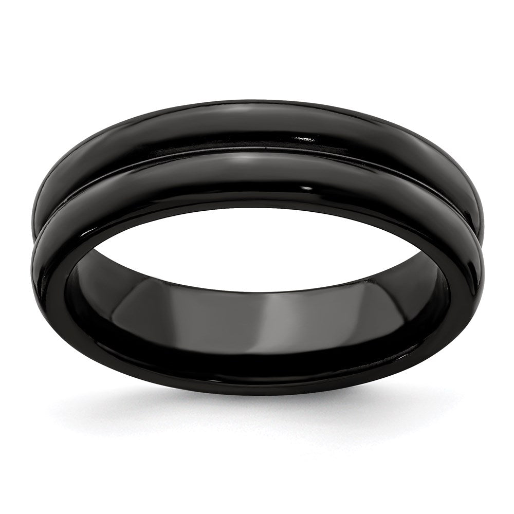 Edward Mirell Titanium Black Ti with Grooves 6mm Band