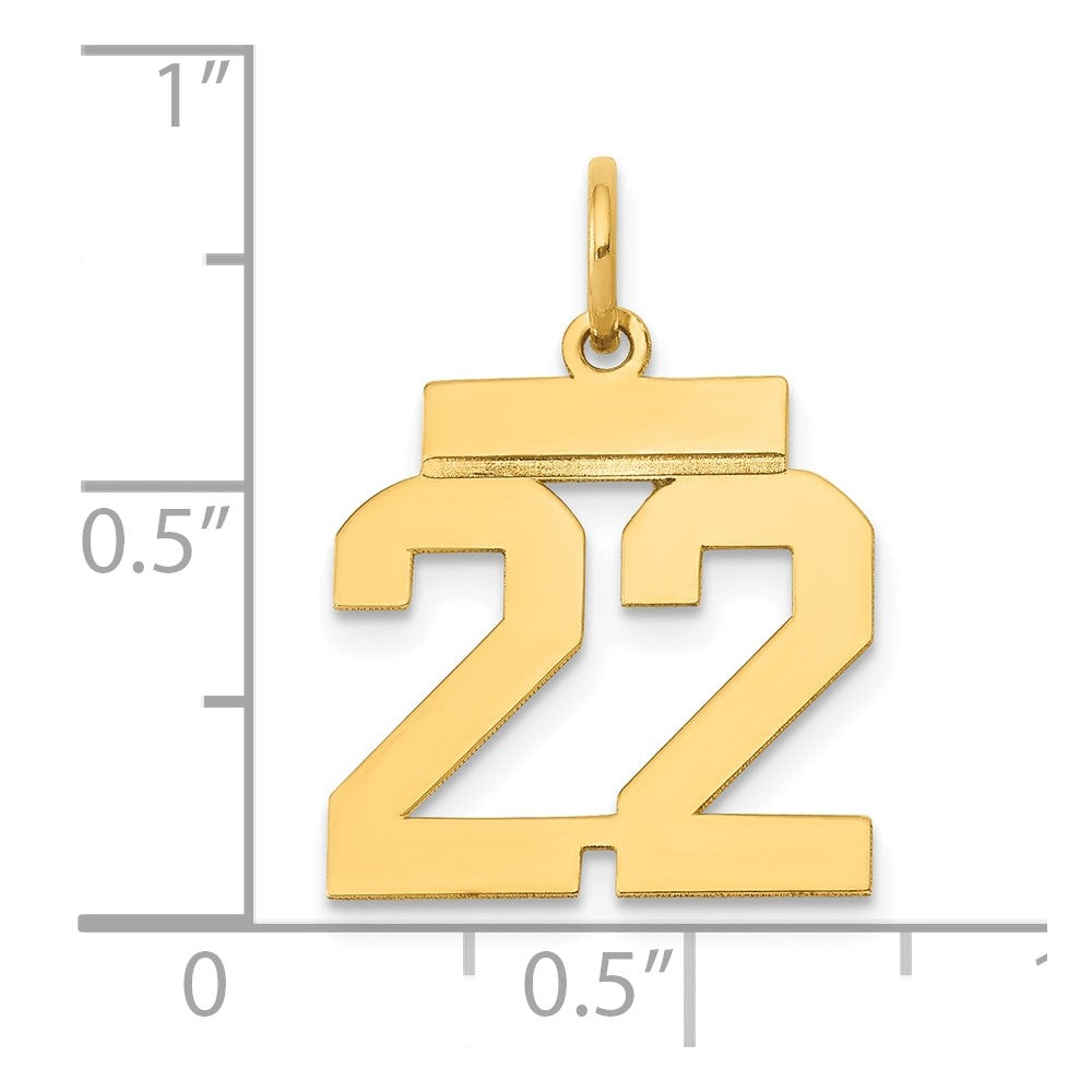 14k Small Polished Number 22 Charm