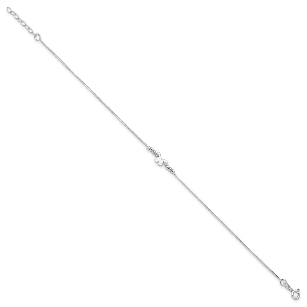 Sterling Silver Polished 9in Plus 1in Ext Butterfly Anklet 9 inches