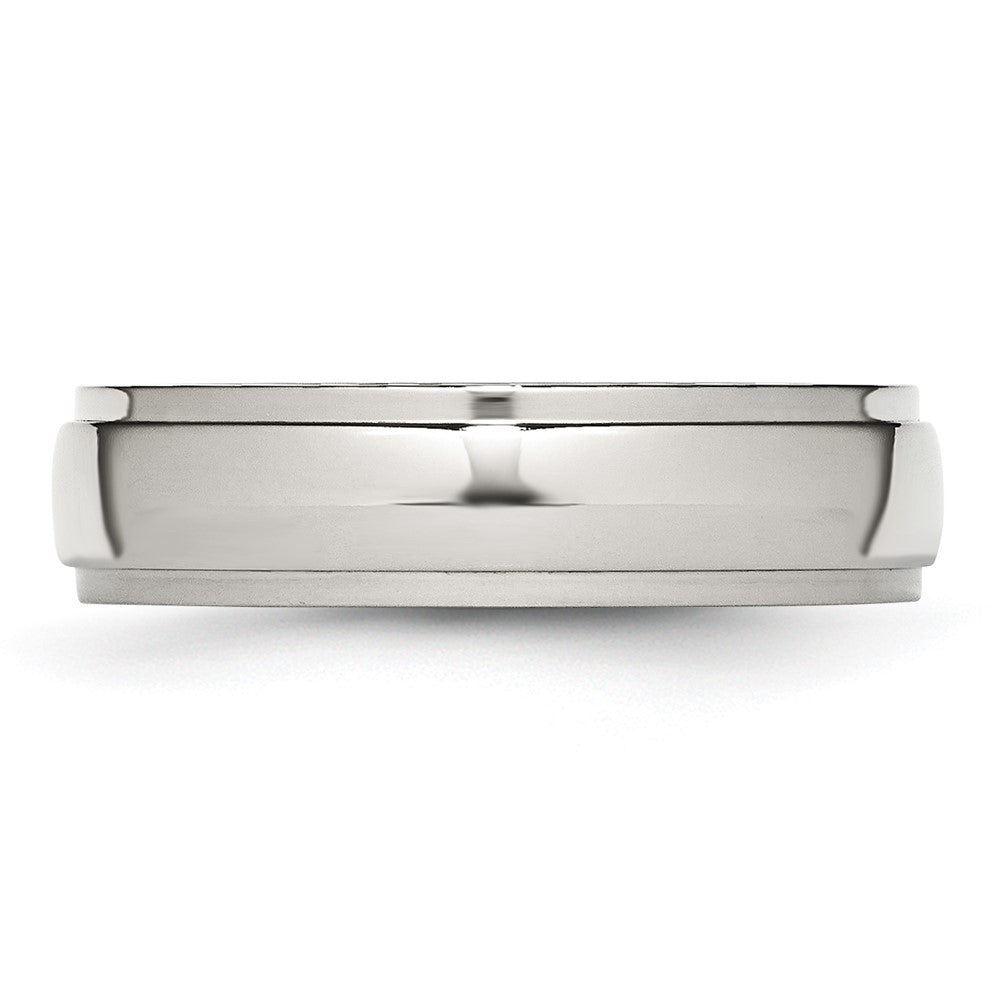 Stainless Steel Polished 6mm Ridged Edge Band Size - 7